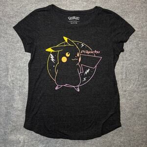 Pokemon Unisex XL Graphic T-Shirt Heather Gray with Pikachu